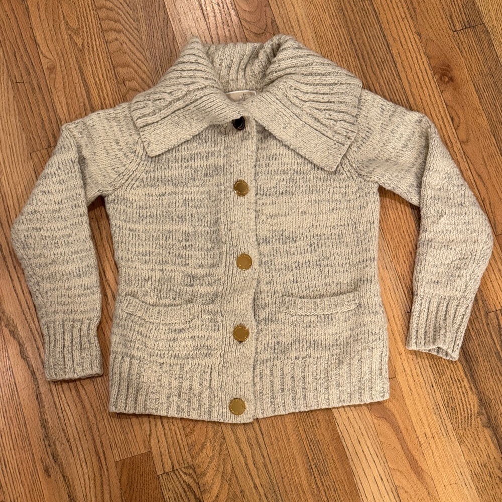Michael Kors Tan Knit with Gold Button Cardigan Size: Medium